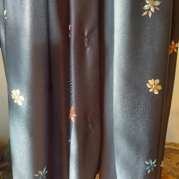 Vintage 70s M Floral Black Maxi Night Dress Jaudabar - Picture 10 of 10